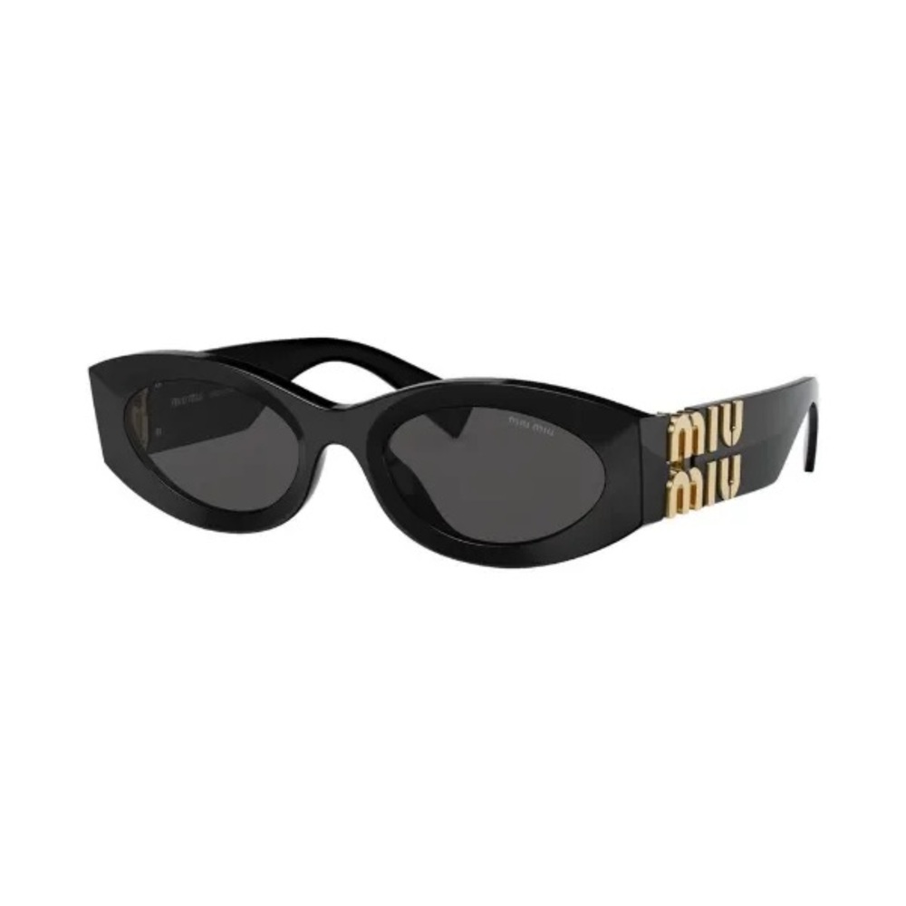 Miu Miu Black Sunglasses with Gold Logo Accents